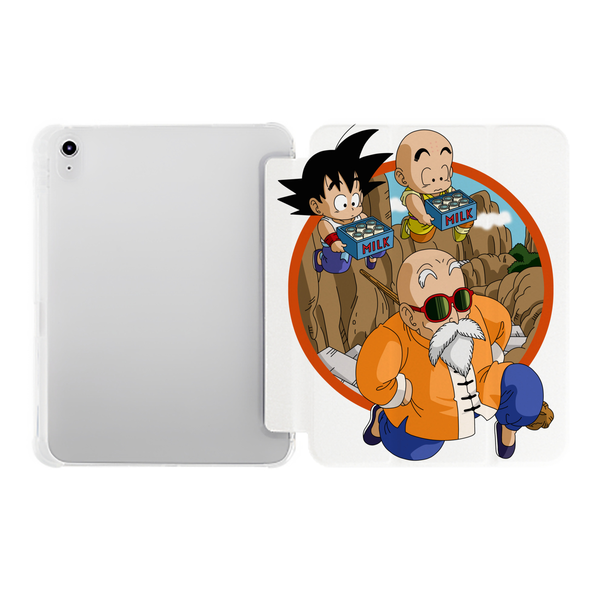 （画像用） ドラゴンボール 亀仙人（かめせんにん） DRAGON BALL Master Roshi Kame Sennin IPad ケース ペン収納付き 三つ折りスタンド PUレザー×シリコン 対応機種9.5/10.5/10.9インチ